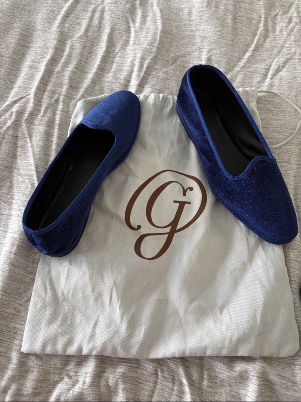 M Gemi Sparkle Velvet Slip-On Flats with Dustbag